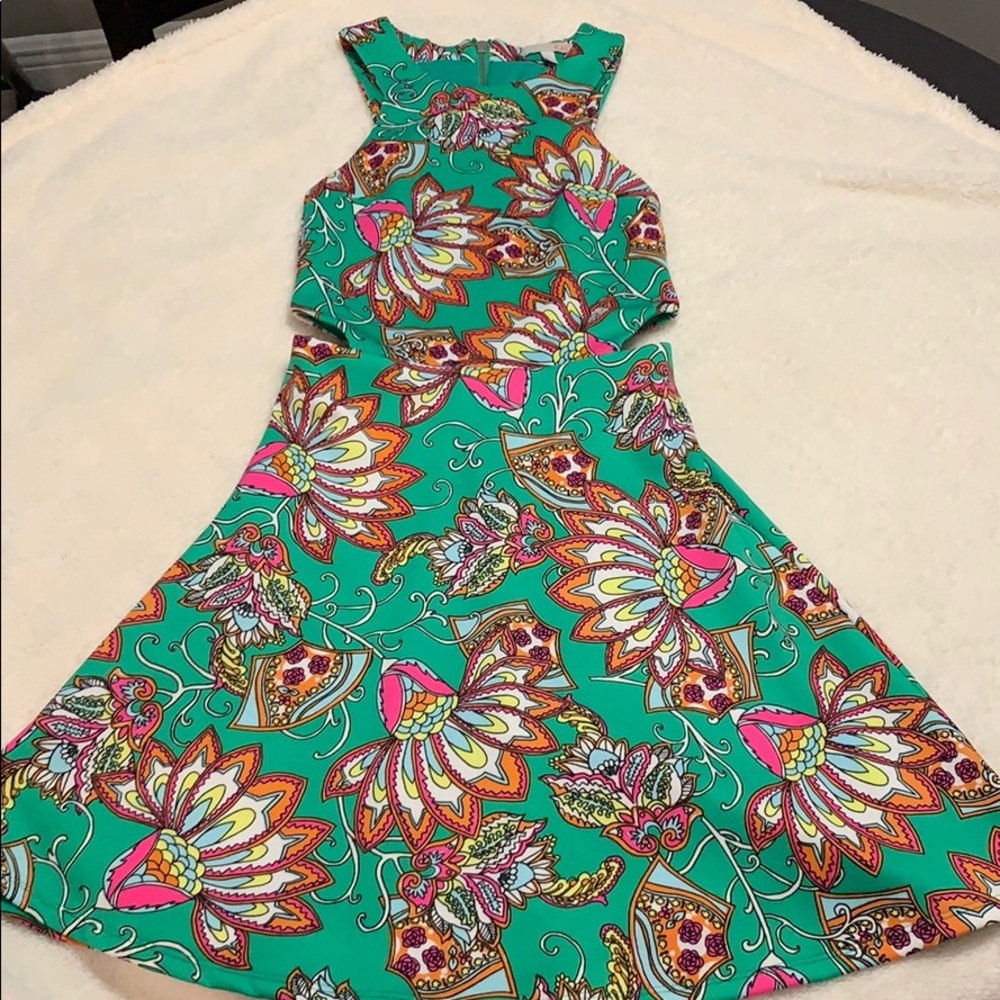 GB Kelly Green Fun Dress with Cut Out Sides